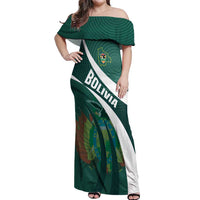 Custom Bolivia Football Off Shoulder Maxi Dress La Verde Sporty Curves Style - Wonder Print Shop