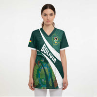 Custom Bolivia Football Scrub Top La Verde Sporty Curves Style - Wonder Print Shop