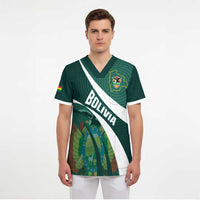 Custom Bolivia Football Scrub Top La Verde Sporty Curves Style - Wonder Print Shop