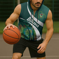 Custom Bolivia Football Sleeveless Zip Hoodie La Verde Sporty Curves Style - Wonder Print Shop