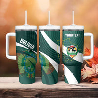 Custom Bolivia Football Tumbler With Handle La Verde Sporty Curves Style - Wonder Print Shop