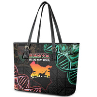 Kenya Is In My DNA Leather Tote Bag Kenyan Map Happy Jamhuri Day - Wonder Print Shop