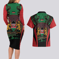 Proud Kenya 254 Couples Matching Long Sleeve Bodycon Dress and Hawaiian Shirt Kenyan Safari Animals - Wonder Print Shop