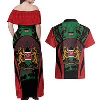 Proud Kenya 254 Couples Matching Off Shoulder Maxi Dress and Hawaiian Shirt Kenyan Safari Animals - Wonder Print Shop