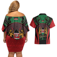 Proud Kenya 254 Couples Matching Off Shoulder Short Dress and Hawaiian Shirt Kenyan Safari Animals - Wonder Print Shop