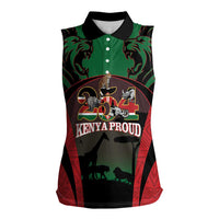 Proud Kenya 254 Women Sleeveless Polo Shirt Kenyan Safari Animals - Wonder Print Shop