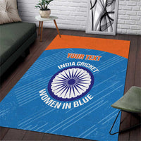 Custom India Cricket Area Rug Go Women In Blue - Wonder Print Shop