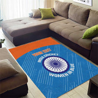 Custom India Cricket Area Rug Go Women In Blue - Wonder Print Shop