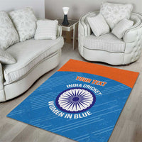 Custom India Cricket Area Rug Go Women In Blue - Wonder Print Shop