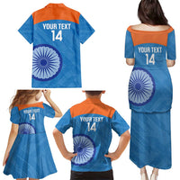Custom India Cricket Family Matching Puletasi and Hawaiian Shirt Go Women In Blue - Wonder Print Shop