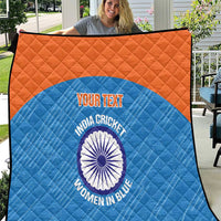 Custom India Cricket Quilt Go Women In Blue - Wonder Print Shop