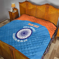 Custom India Cricket Quilt Go Women In Blue - Wonder Print Shop