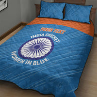 Custom India Cricket Quilt Bed Set Go Women In Blue - Wonder Print Shop