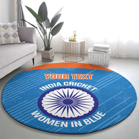 Custom India Cricket Round Carpet Go Women In Blue