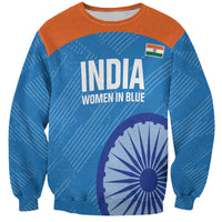 Custom India Cricket Sweatshirt Go Women In Blue - Wonder Print Shop
