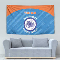 Custom India Cricket Tapestry Go Women In Blue - Wonder Print Shop
