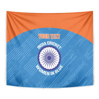 Custom India Cricket Tapestry Go Women In Blue - Wonder Print Shop