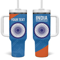Personalised India Cricket Tumbler With Handle Go Women In Blue - Wonder Print Shop
