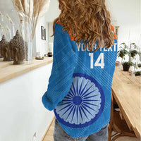 Custom India Cricket Women Casual Shirt Go Women In Blue - Wonder Print Shop