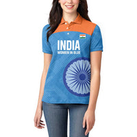 Custom India Cricket Women Polo Shirt Go Women In Blue - Wonder Print Shop