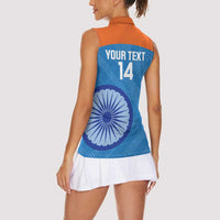 Custom India Cricket Women Sleeveless Polo Shirt Go Women In Blue - Wonder Print Shop