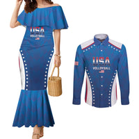 Custom USA 2025 Volleyball Couples Matching Mermaid Dress and Long Sleeve Button Shirt Sporty Style