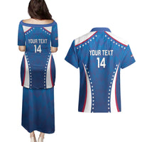 Custom USA 2025 Volleyball Couples Matching Puletasi and Hawaiian Shirt Sporty Style