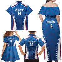 Custom USA 2025 Volleyball Family Matching Off Shoulder Maxi Dress and Hawaiian Shirt Sporty Style