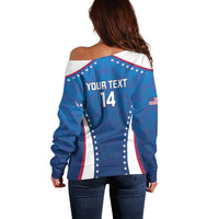 Custom USA 2025 Volleyball Off Shoulder Sweater Sporty Style