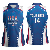 Custom USA 2025 Volleyball Women Sleeveless Polo Shirt Sporty Style
