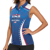 Custom USA 2025 Volleyball Women Sleeveless Polo Shirt Sporty Style