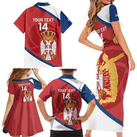Custom Serbia Volleyball Family Matching Short Sleeve Bodycon Dress and Hawaiian Shirt 2025 Go Champions