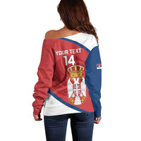 Custom Serbia Volleyball Off Shoulder Sweater 2025 Go Champions