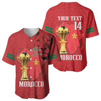 Morocco Football Custom Baseball Jersey Atlas Lions Champions African Red Islamic Pattern