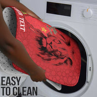 Morocco Football Custom Bathroom Set Atlas Lions Champions African Red Islamic Pattern
