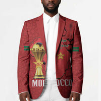 Morocco Football Custom Blazer Atlas Lions Champions African Red Islamic Pattern