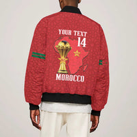 Morocco Football Custom Bomber Jacket Atlas Lions Champions African Red Islamic Pattern