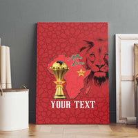 Morocco Football Custom Canvas Wall Art Atlas Lions Champions African Red Islamic Pattern