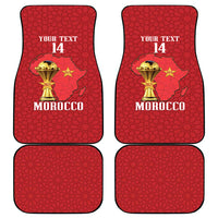 Morocco Football Custom Car Mats Atlas Lions Champions African Red Islamic Pattern