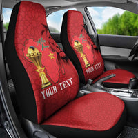 Morocco Football Custom Car Seat Cover Atlas Lions Champions African Red Islamic Pattern