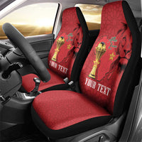 Morocco Football Custom Car Seat Cover Atlas Lions Champions African Red Islamic Pattern