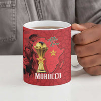 Morocco Football Custom Ceramic Mug Atlas Lions Champions African Red Islamic Pattern
