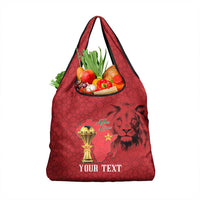 Morocco Football Custom Grocery Bag Atlas Lions Champions African Red Islamic Pattern