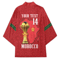 Morocco Football Custom Kimono Atlas Lions Champions African Red Islamic Pattern