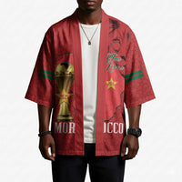 Morocco Football Custom Kimono Atlas Lions Champions African Red Islamic Pattern