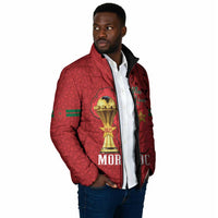 Morocco Football Custom Padded Jacket Atlas Lions Champions African Red Islamic Pattern