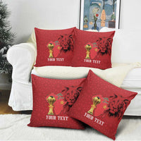 Morocco Football Custom Pillow Cover Atlas Lions Champions African Red Islamic Pattern