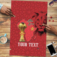 Morocco Football Custom Puzzle Atlas Lions Champions African Red Islamic Pattern