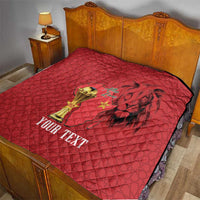 Morocco Football Custom Quilt Atlas Lions Champions African Red Islamic Pattern
