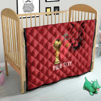 Morocco Football Custom Quilt Atlas Lions Champions African Red Islamic Pattern